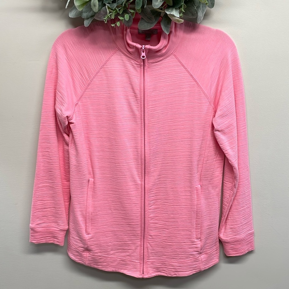 NWOT T By Talbots Full Zip Stretch Performance Track Jacket Pink SP